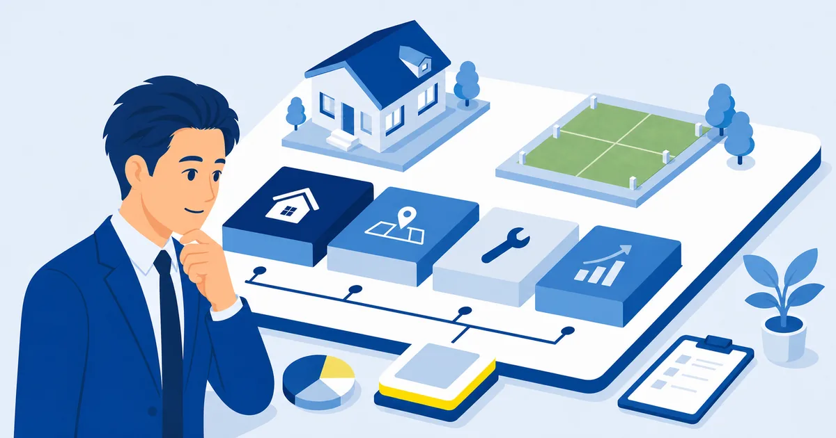 戸建ての買取価格を決める要素を表すイラスト