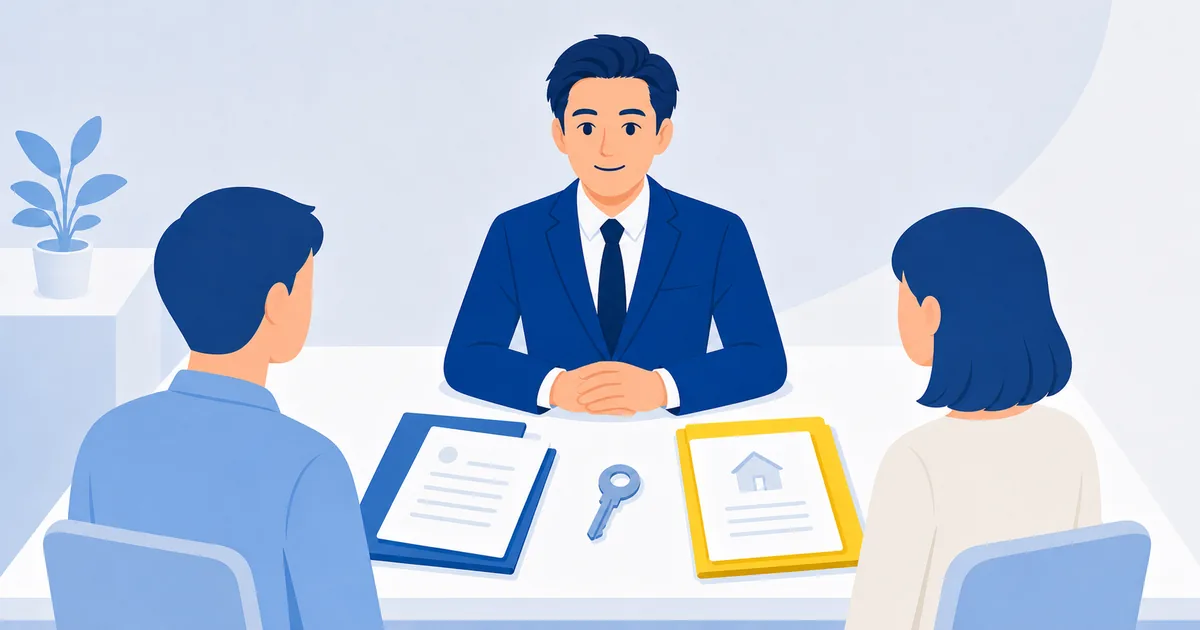 離婚に伴う家の売却相談を表すイラスト